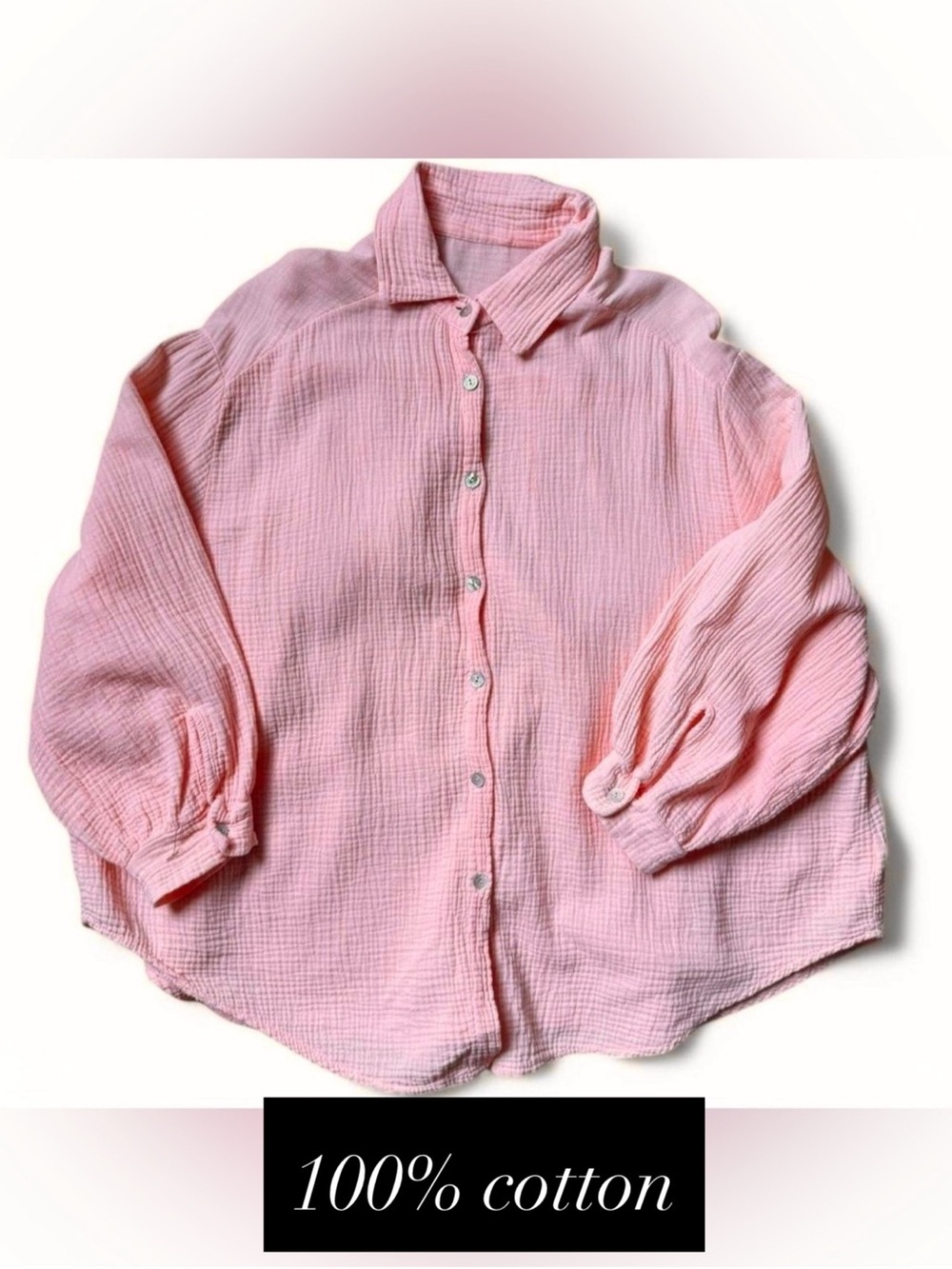 Made in Italy Salmon Pink Gauze Button-Up Shirt 100% Cotton